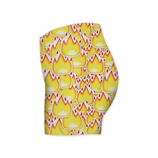 Fire Emoji Workout Shorts-Shelfies-| All-Over-Print Everywhere - Designed to Make You Smile
