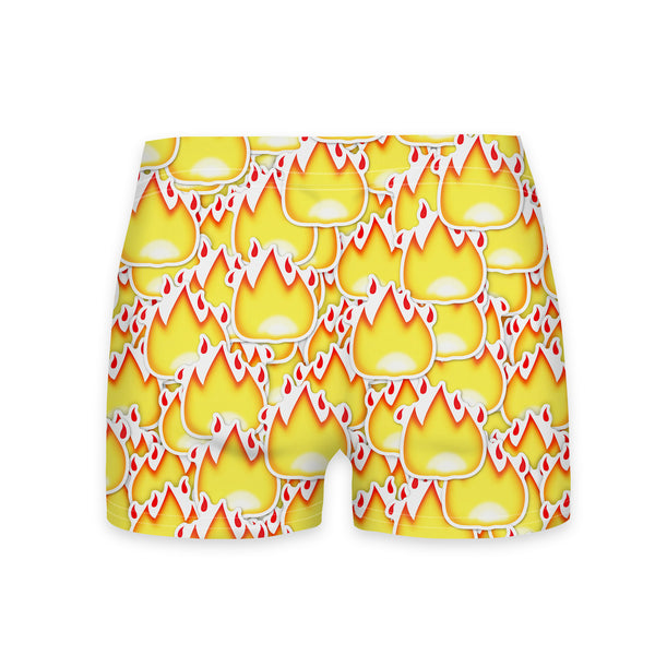 Fire Emoji Workout Shorts-Shelfies-| All-Over-Print Everywhere - Designed to Make You Smile