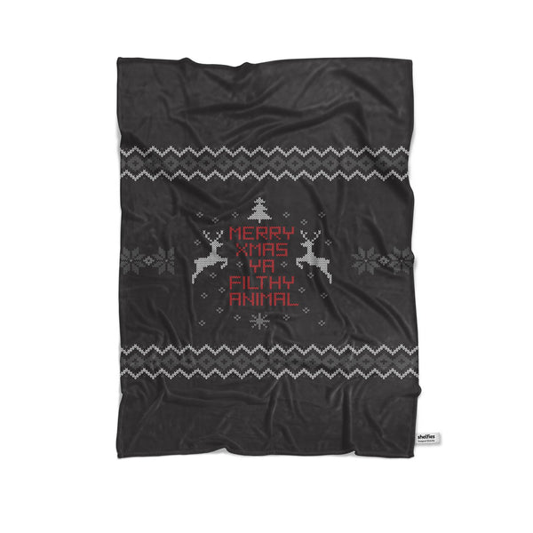Merry X-Mas Ya Filthy Animal Blanket-Gooten-Cuddle-| All-Over-Print Everywhere - Designed to Make You Smile