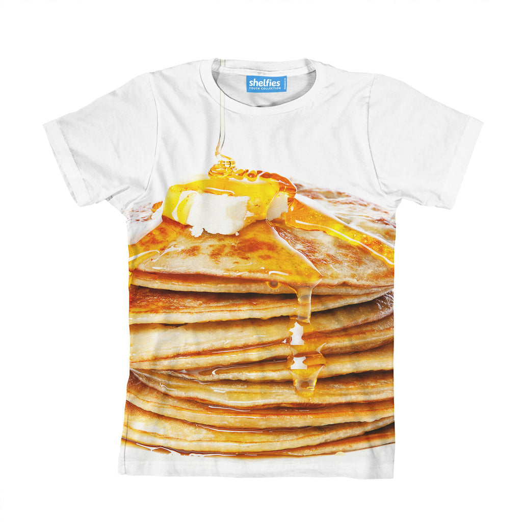 Pancakes Youth T-Shirt-kite.ly-| All-Over-Print Everywhere - Designed to Make You Smile